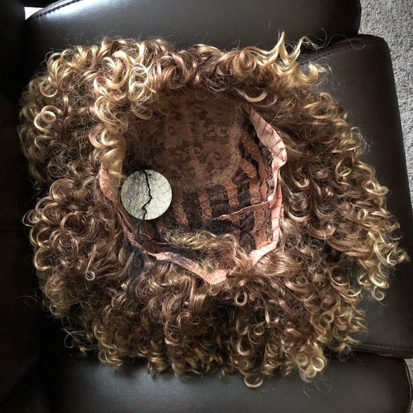 NWT 10” honey blonde Afro wig kinky curls bangs - Picture 10 of 16